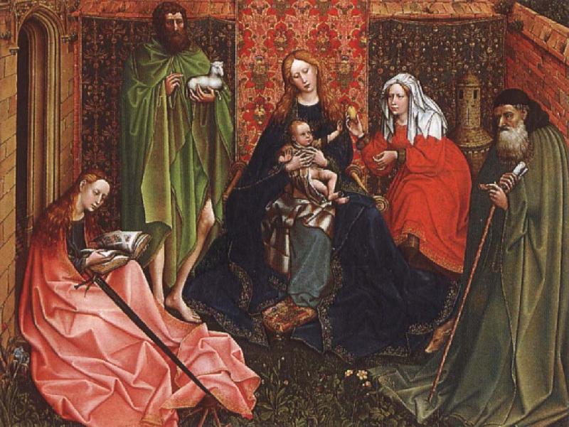 Robert Campin Madonna and Child with saints in a inhagnad tradgard oil painting picture